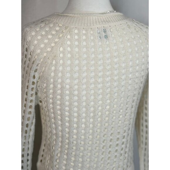 Wild Fable Womens S  Knit Floral Embellished Sweater White Multicolor Cotton Ble - Picture 3 of 7